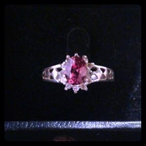 Natural Red Zircon Sterling Silver Ring
